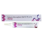 Mytret 0.1% Tretinoin Microsphere Gel tube displayed on clean white surface as best Altreno alternative for UK and Australia users — tretinoion.com